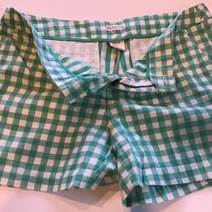 Merona turquoise and white checked shorts size 14/
